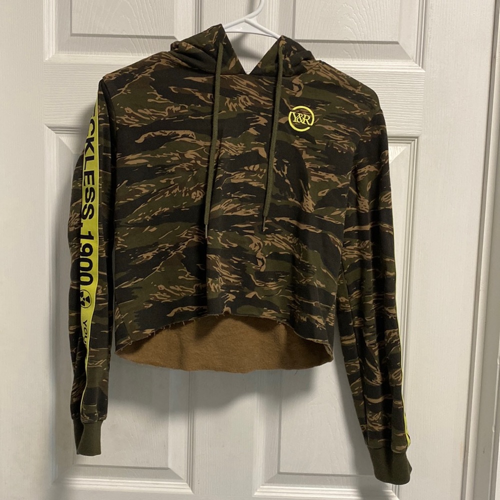 Young & Reckless Camo Crop Hoodie